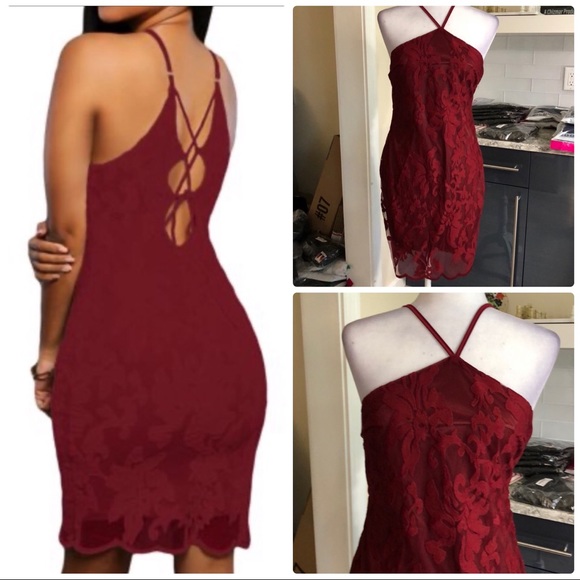 made2envy Dresses & Skirts - Burgundy Gentle Lace Halter corset back